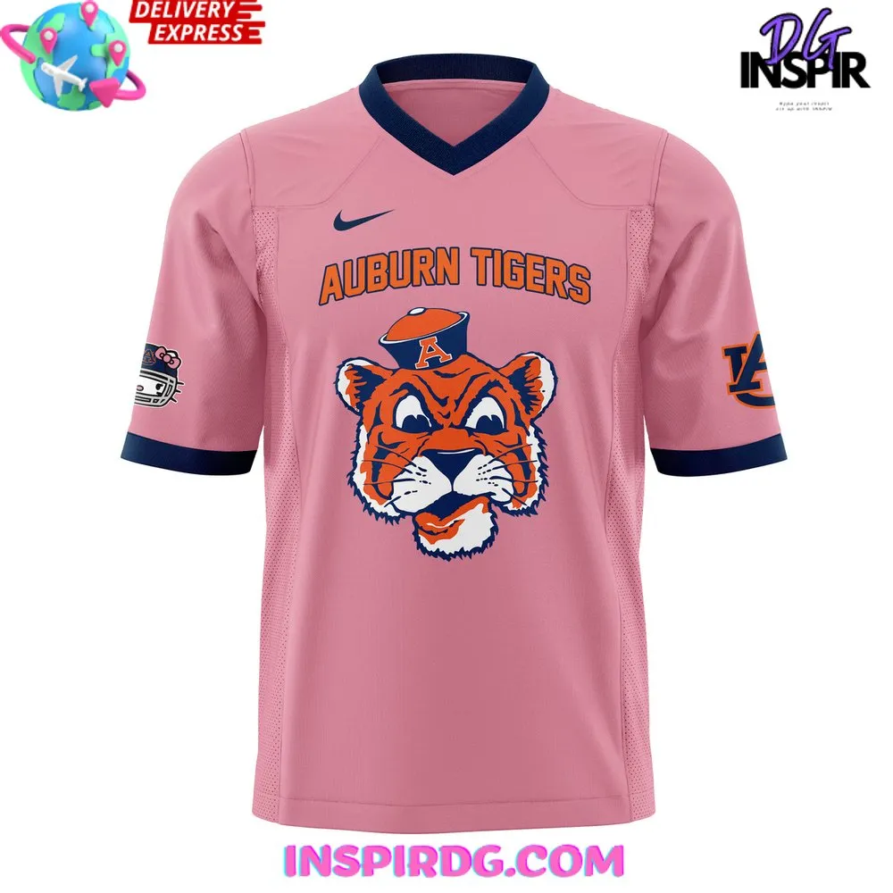 -Auburn Tiger Football x Hello Kitty Pink Football Jersey