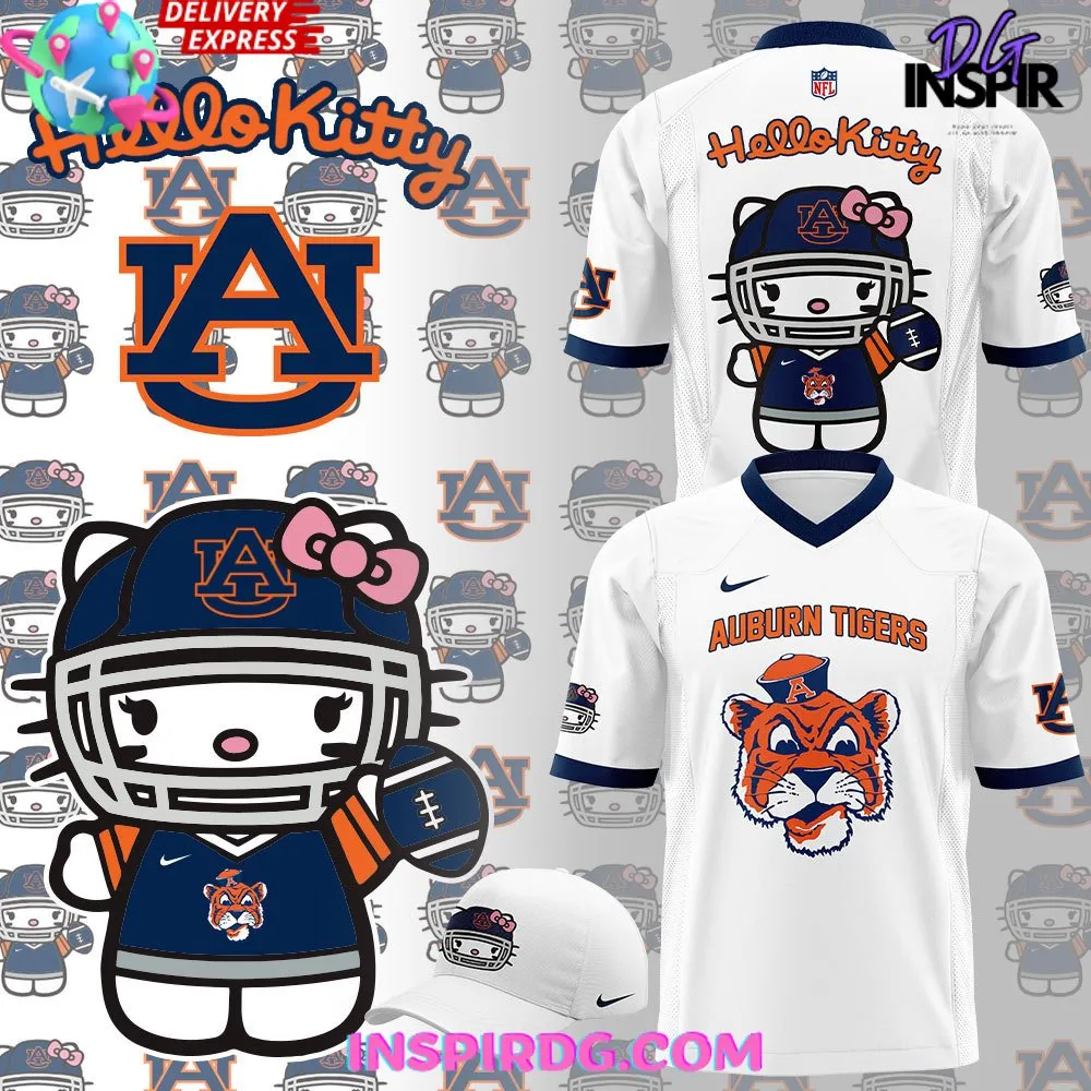 -Auburn Tiger Football x Hello Kitty White Football Jersey