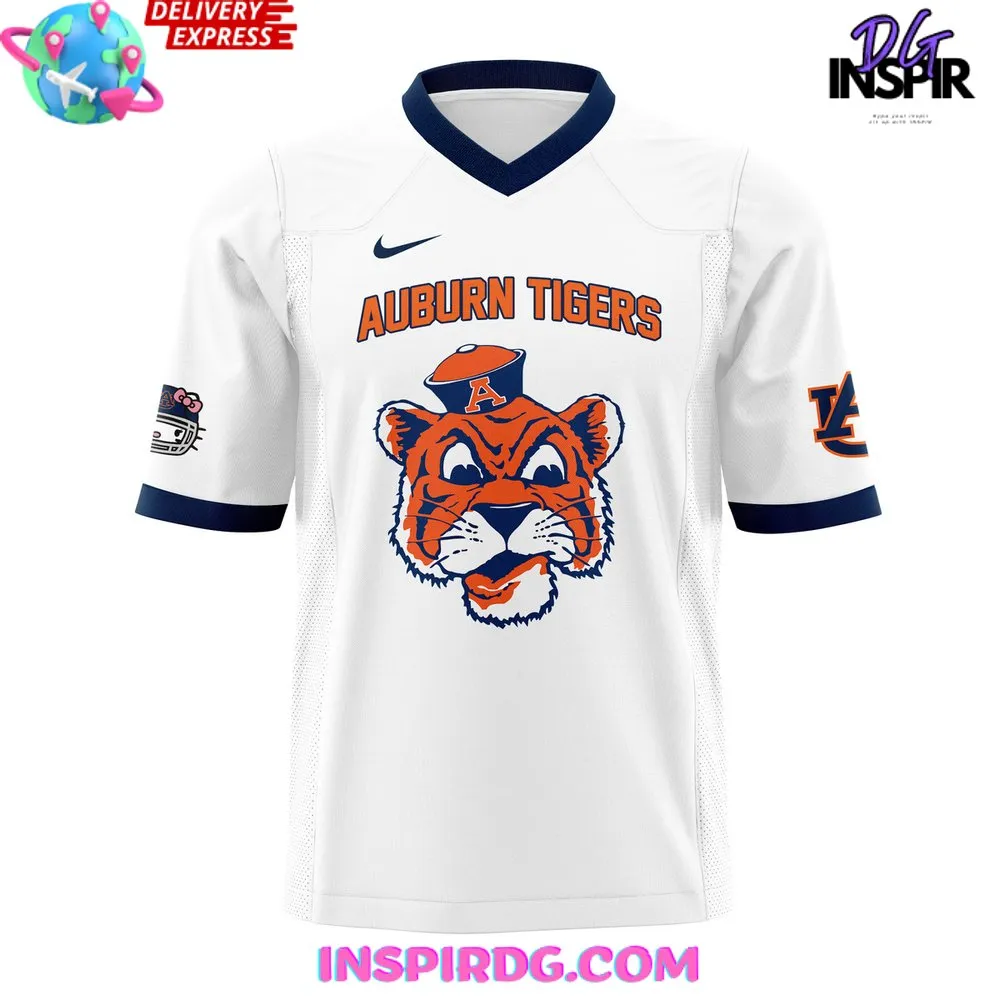 -Auburn Tiger Football x Hello Kitty White Football Jersey