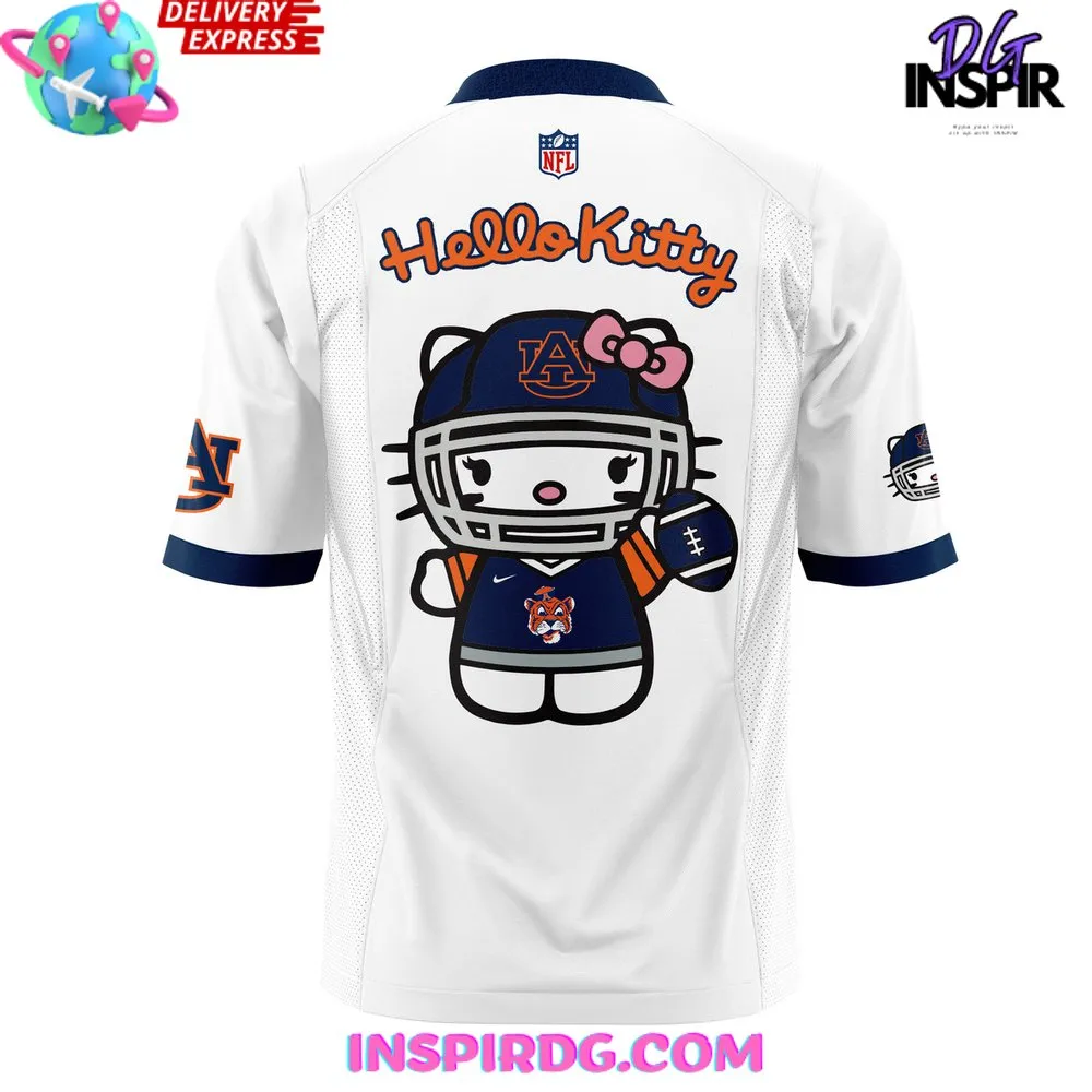 -Auburn Tiger Football x Hello Kitty White Football Jersey