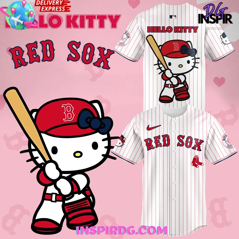 -Boston Red Sox x Hello Kitty Night 2024 Stripe Baseball Jersey