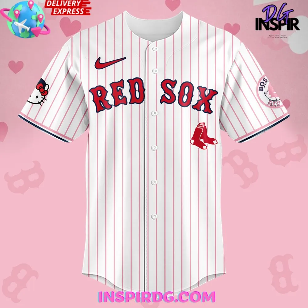 -Boston Red Sox x Hello Kitty Night 2024 Stripe Baseball Jersey