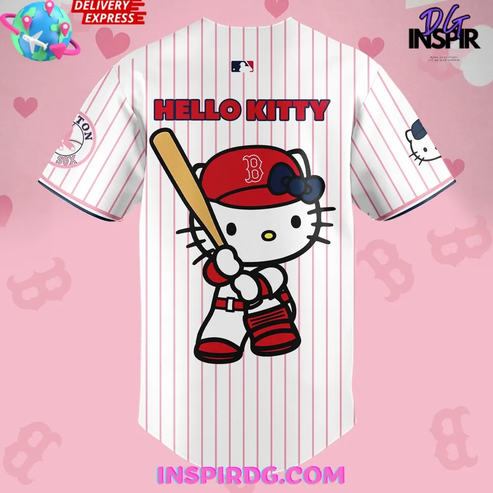 -Boston Red Sox x Hello Kitty Night 2024 Stripe Baseball Jersey