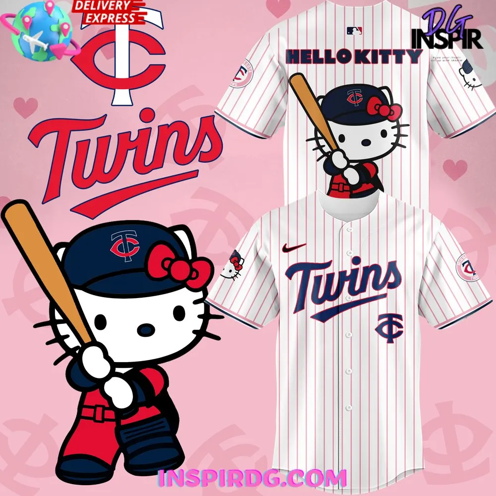 -Hello Kitty x Minnesota Twins 2024 Stripe Baseball Jersey