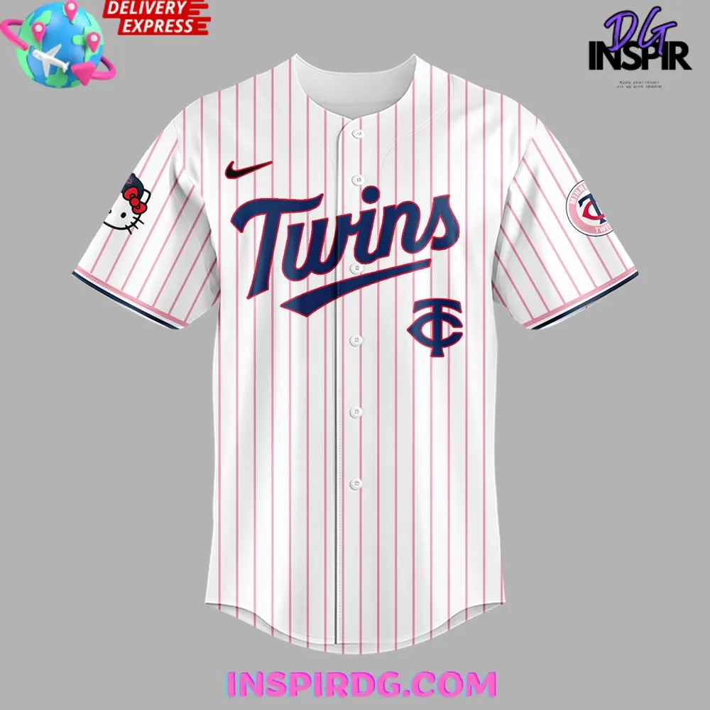 -Hello Kitty x Minnesota Twins 2024 Stripe Baseball Jersey