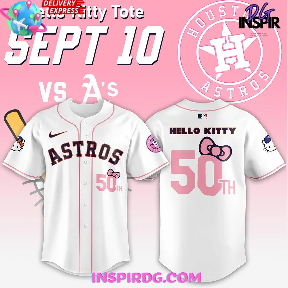 -Houston Astros Hello Kitty 50th Anniversary Baseball Jersey