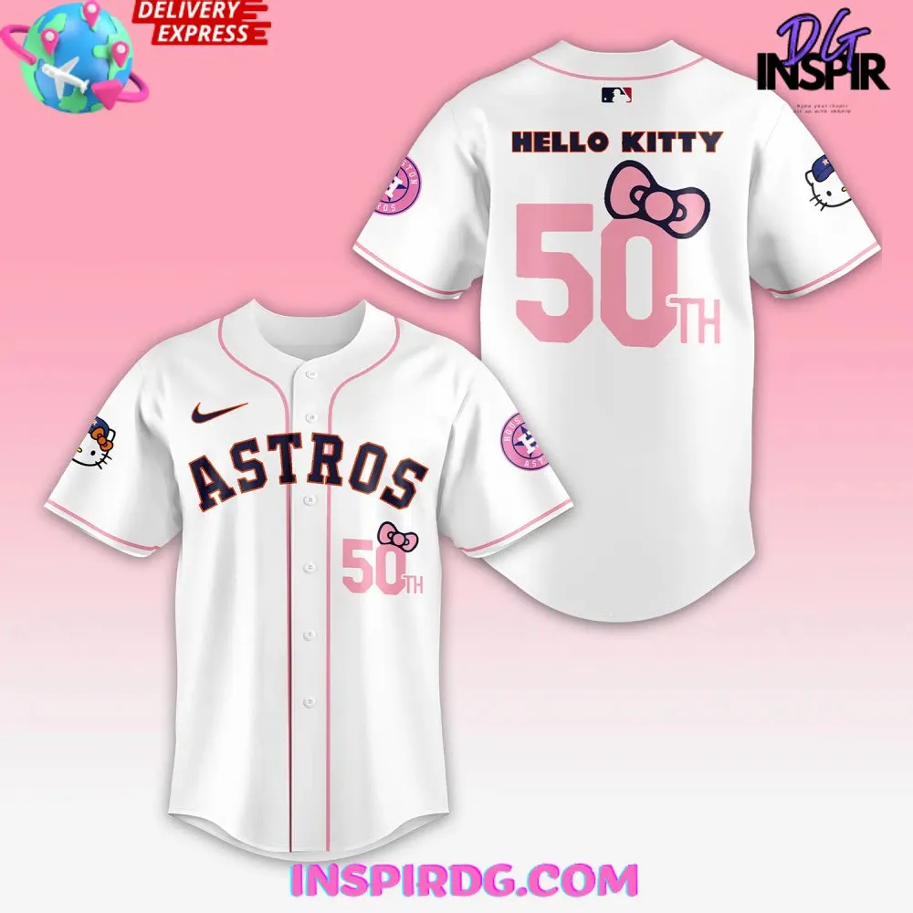 -Houston Astros Hello Kitty 50th Anniversary Baseball Jersey