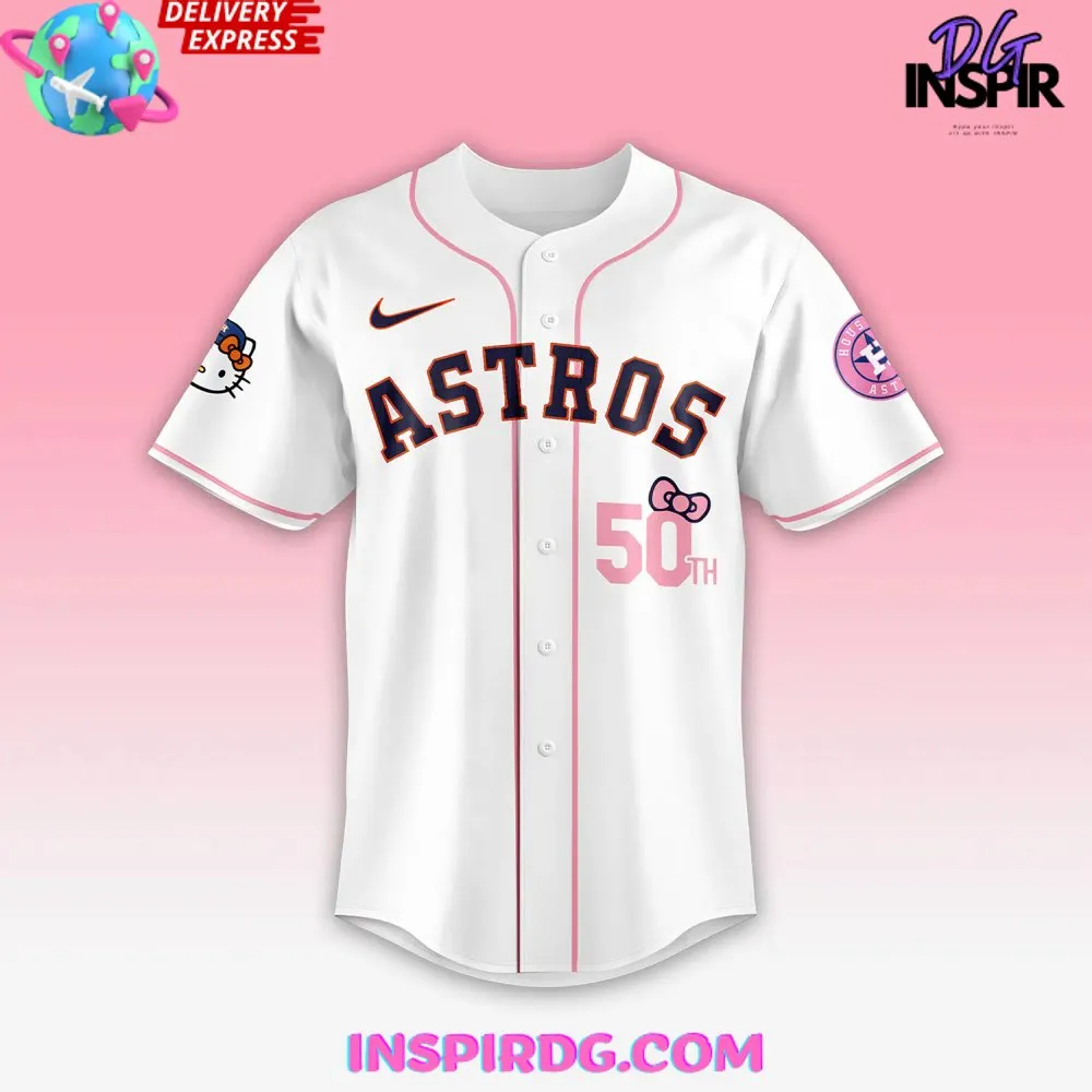 -Houston Astros Hello Kitty 50th Anniversary Baseball Jersey