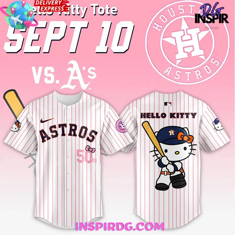 -Houston Astros Hello Kitty Stripe Baseball Jersey