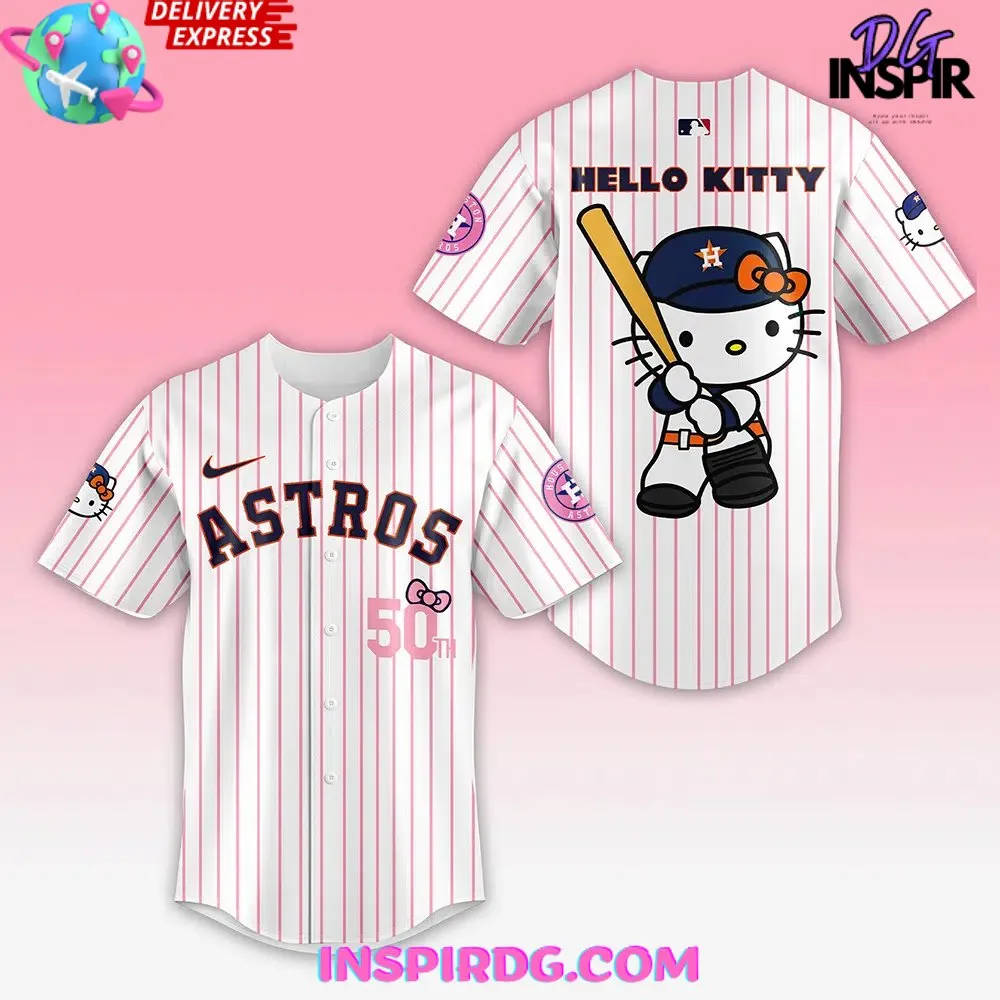 -Houston Astros Hello Kitty Stripe Baseball Jersey