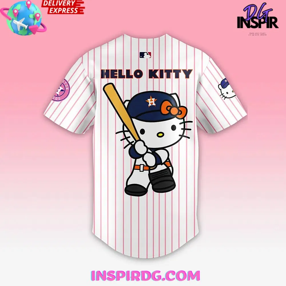 -Houston Astros Hello Kitty Stripe Baseball Jersey