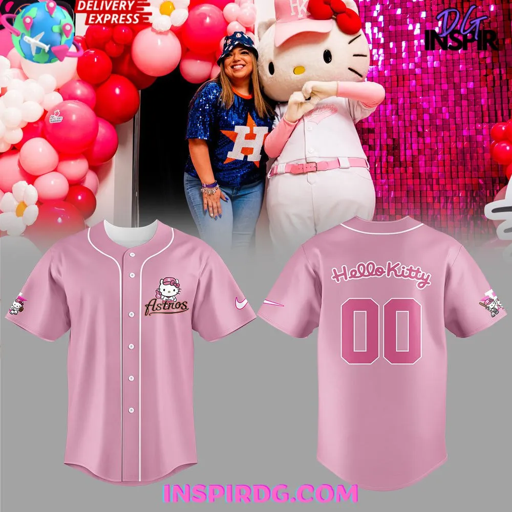 -Houston Astros x Hello Kitty Custom Baseball Jersey