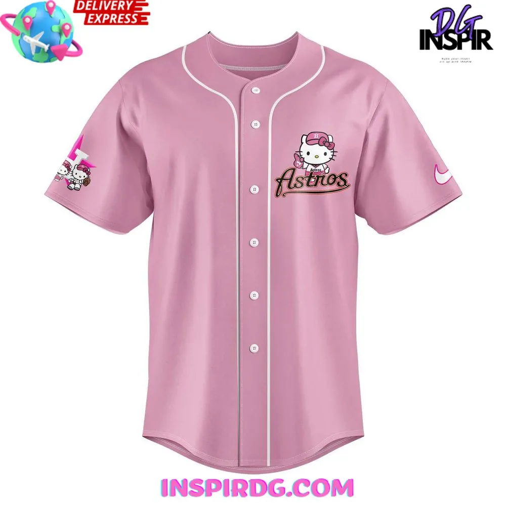 -Houston Astros x Hello Kitty Custom Baseball Jersey