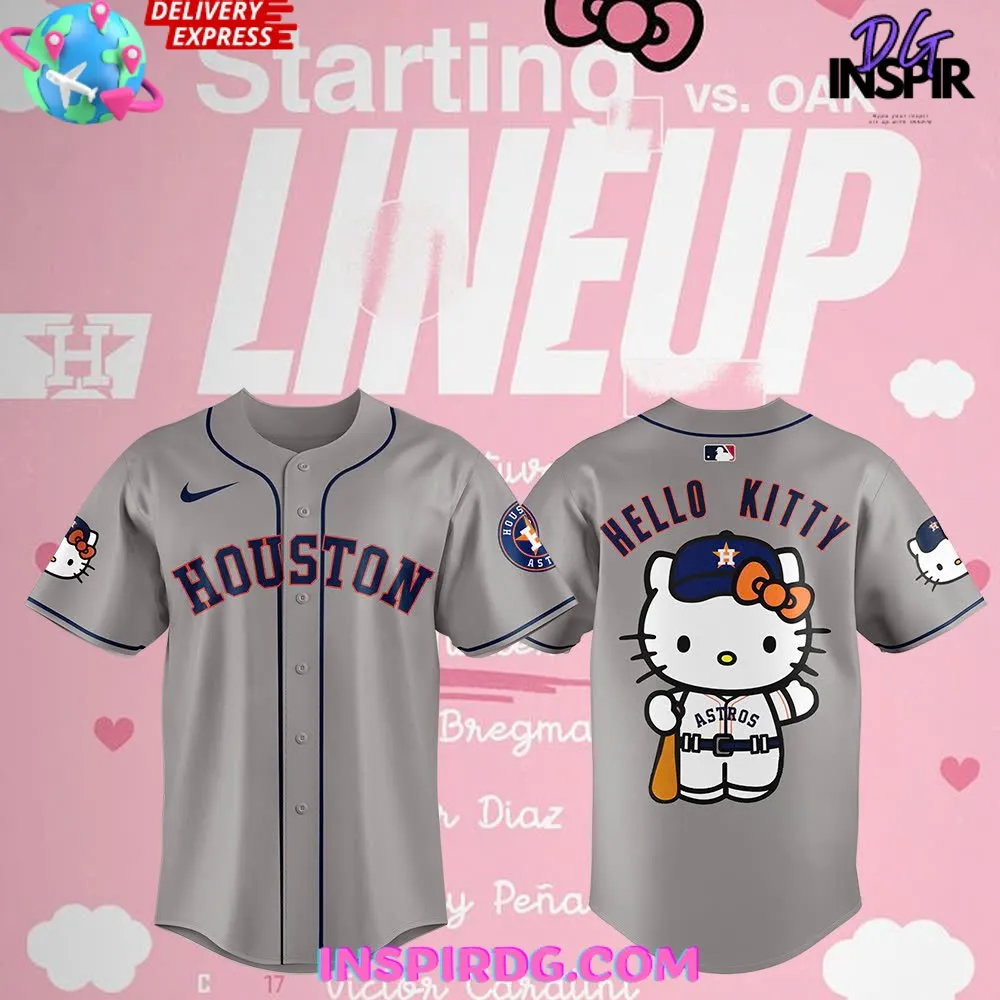 -Houston Astros x Hello Kitty Night Grey Baseball Jersey