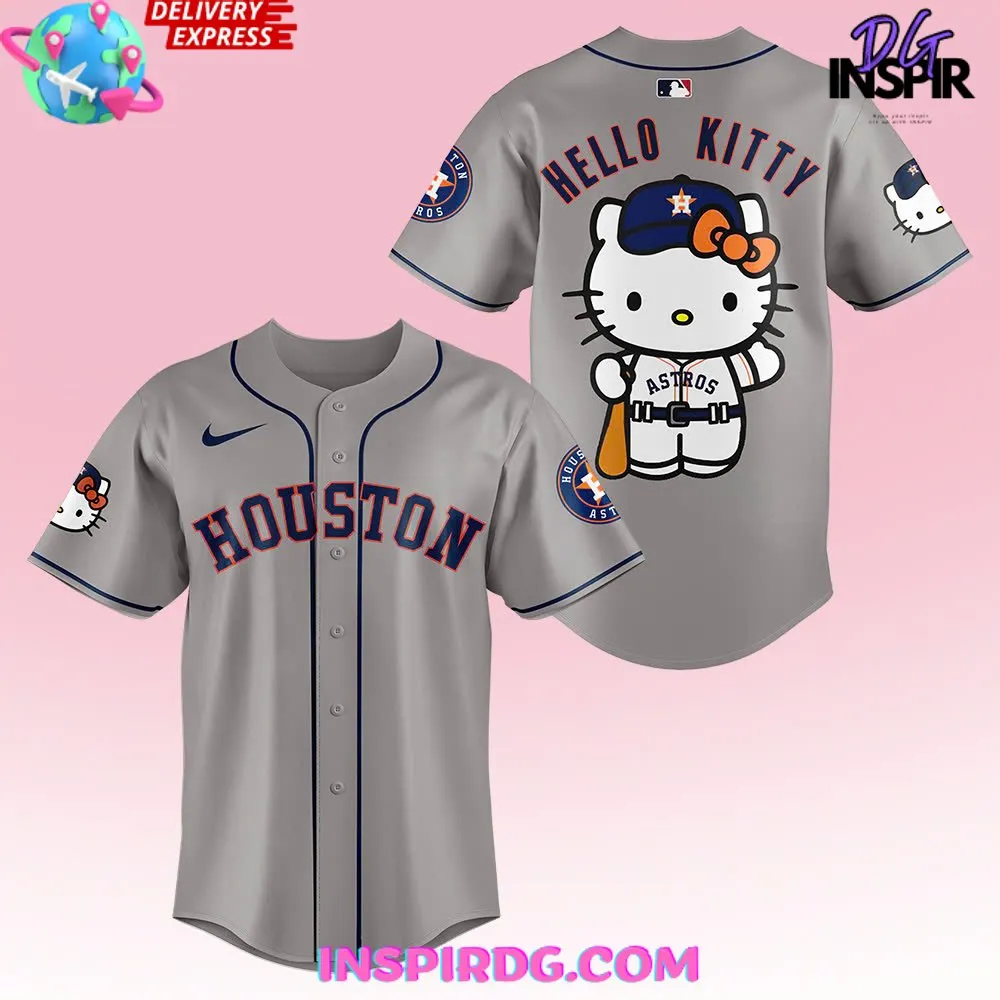 -Houston Astros x Hello Kitty Night Grey Baseball Jersey