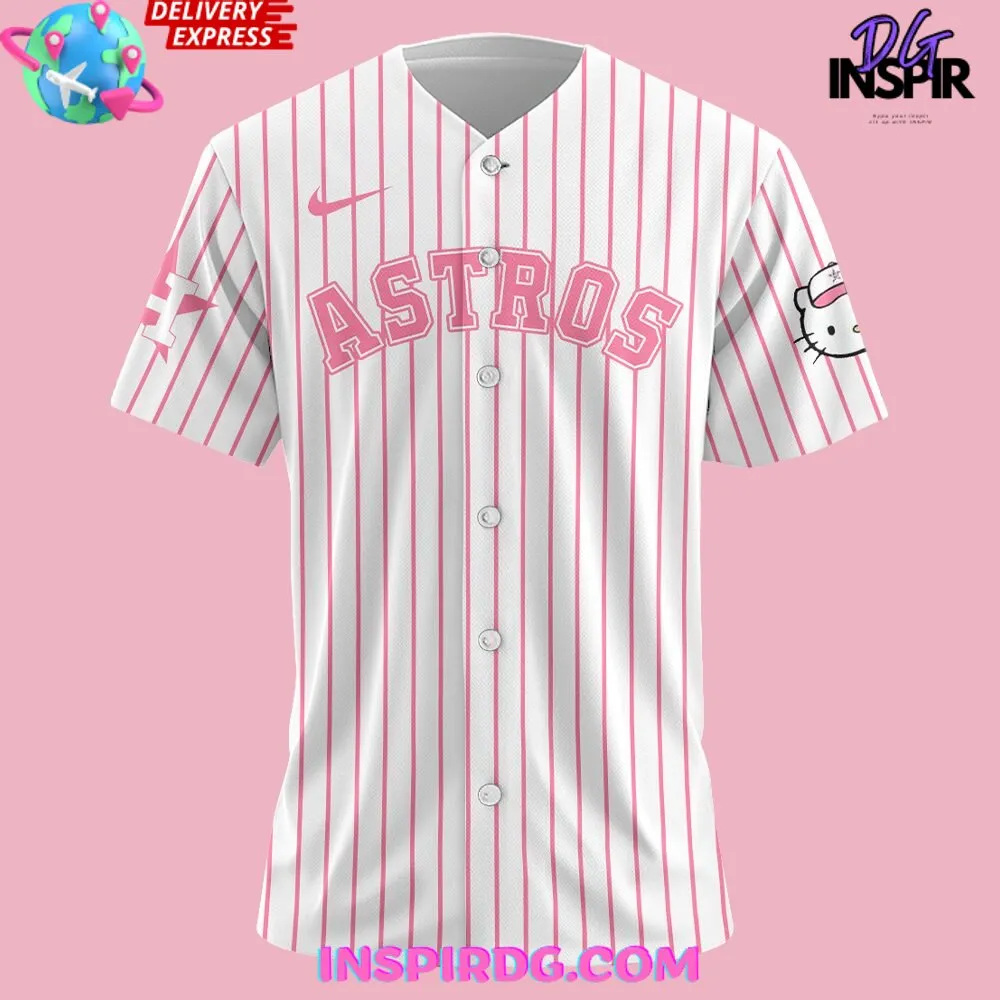 -Houston Astros x Hello Kitty Night Stripe Baseball Jersey