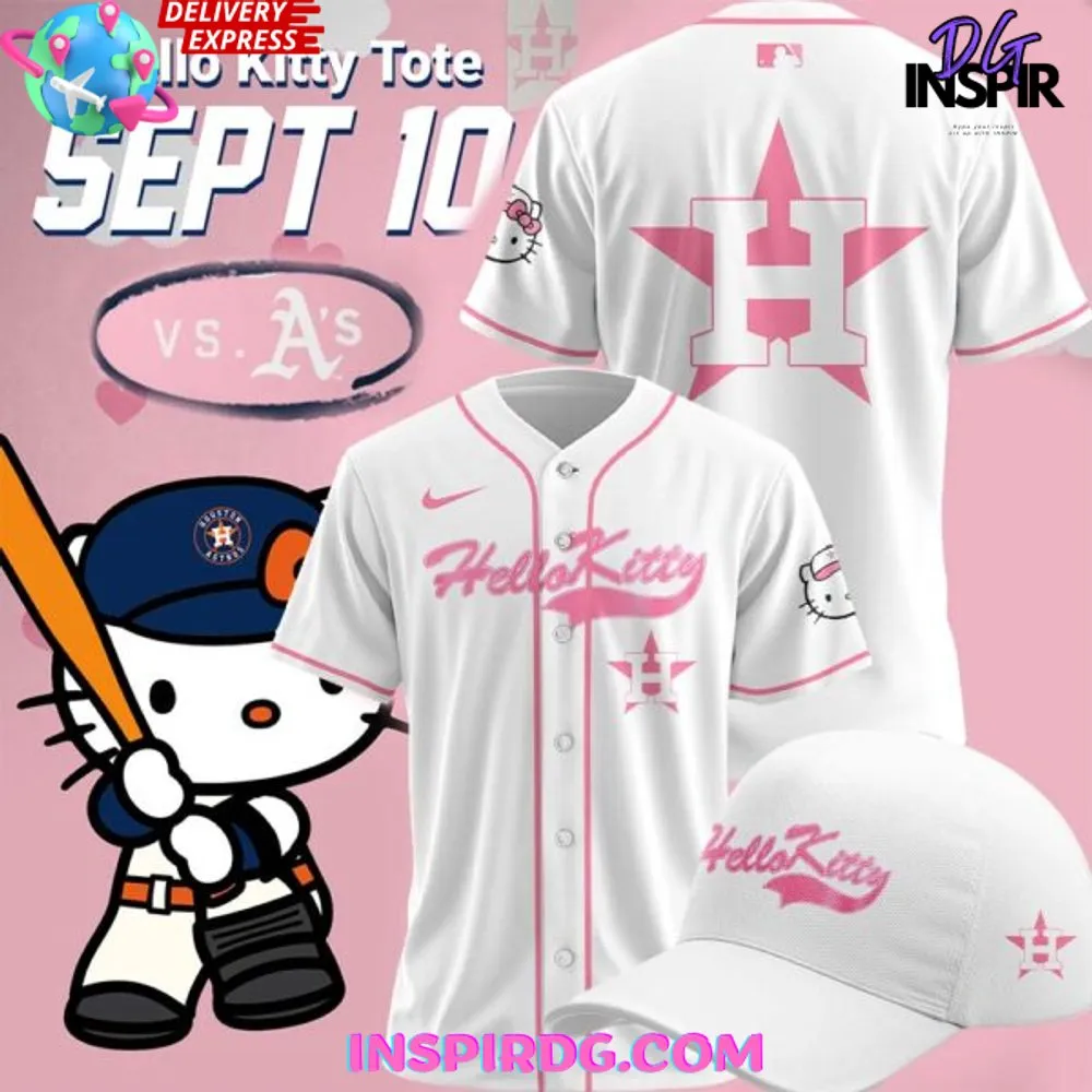 -Houston Astros x Hello Kitty Night White Baseball Jersey