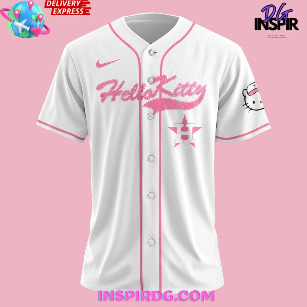 -Houston Astros x Hello Kitty Night White Baseball Jersey