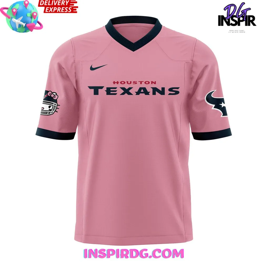 -Houston Texans x Hello Kitty 2024 Pink Football Jersey