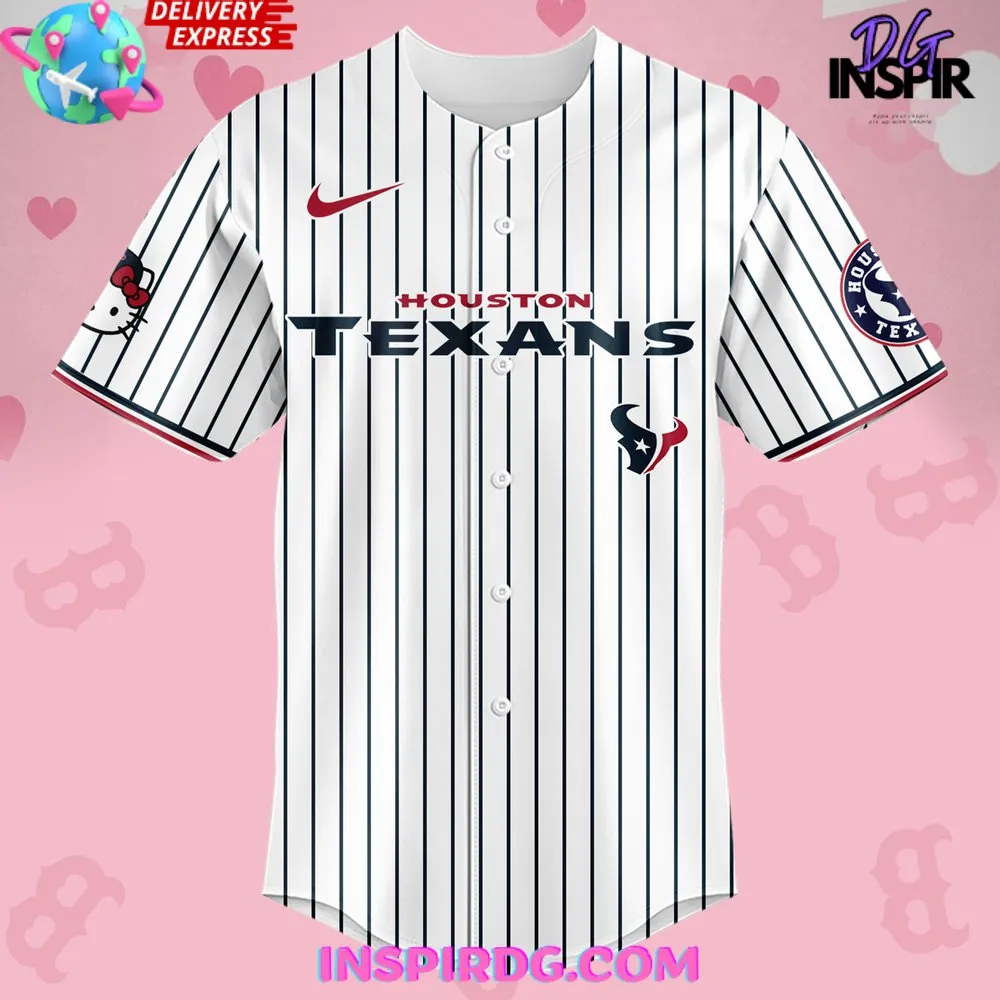 -Houston Texans x Hello Kitty 2024 Stripe Baseball Jersey