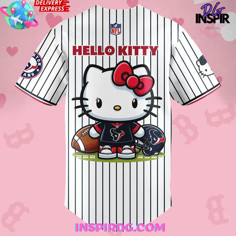 -Houston Texans x Hello Kitty 2024 Stripe Baseball Jersey