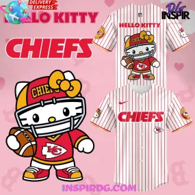 -Kansas City Chiefs x Hello Kitty 2024 Stripe Baseball Jersey