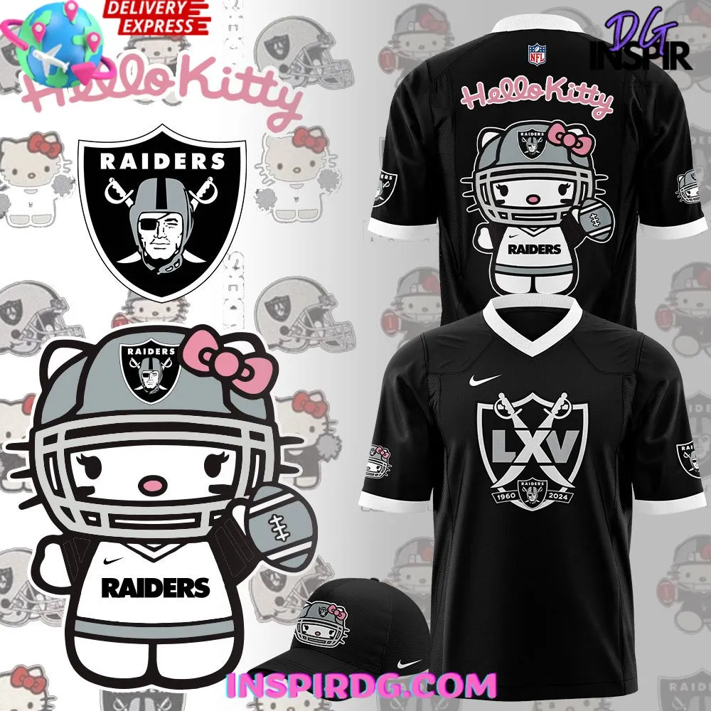 -Las Vegas Raiders x Hello Kitty Black Football Jersey