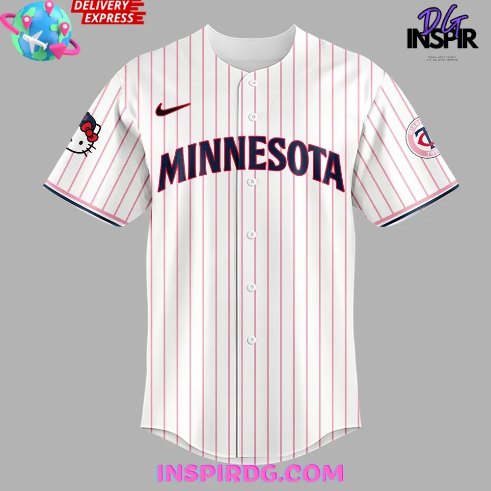 -Minnesota Twins x Hello Kitty 2024 Stripe Baseball Jersey