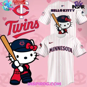 -Minnesota Twins x Hello Kitty 2024 Stripe Baseball Jersey