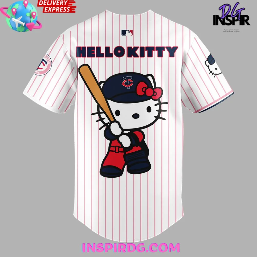 -Minnesota Twins x Hello Kitty 2024 Stripe Baseball Jersey