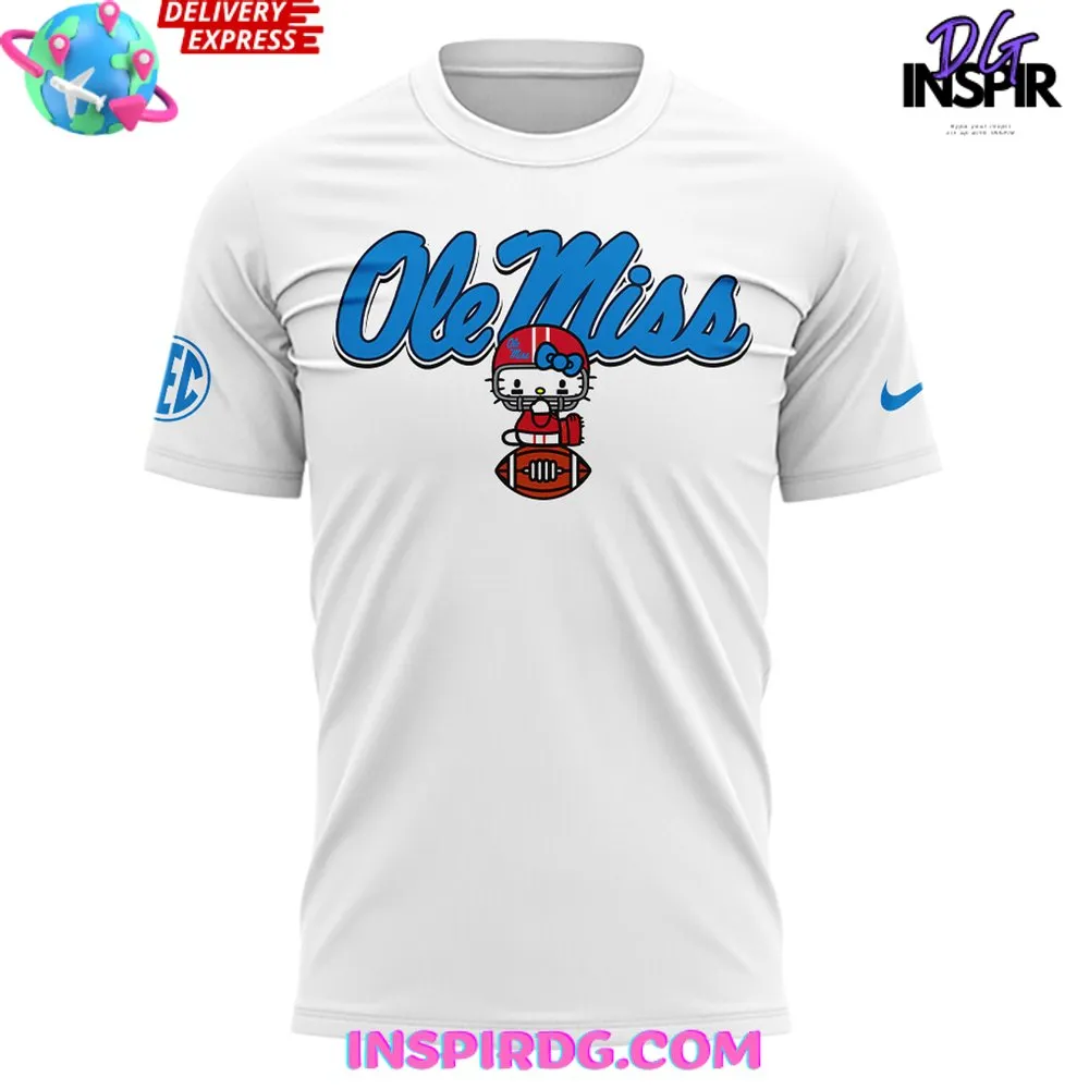 -Ole Miss Rebels x Hello Kitty 2024 White T-Shirt