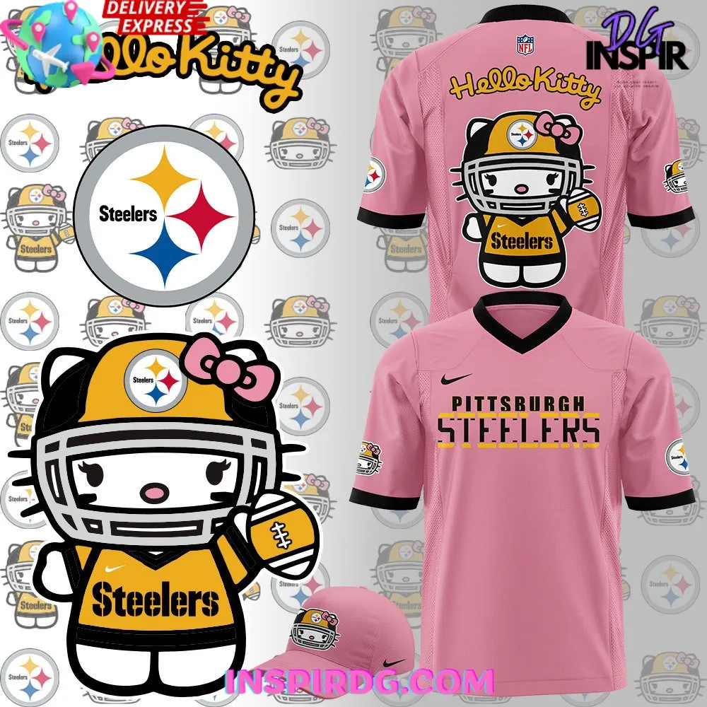 -Pittsburgh Steelers x Hello Kitty 2024 Pink Football Jersey