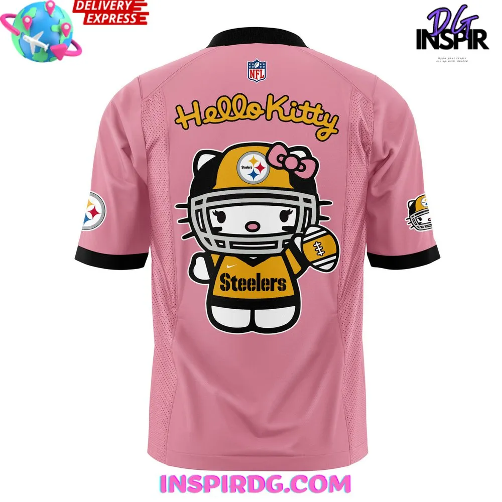 -Pittsburgh Steelers x Hello Kitty 2024 Pink Football Jersey