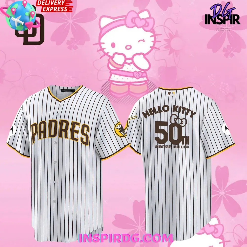 -San Diego Padres Hello Kitty 50th Anniversary Stripe Baseball Jersey