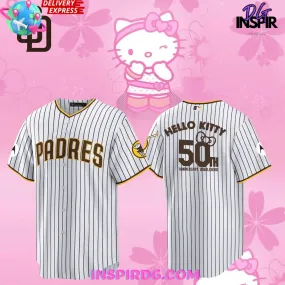 -San Diego Padres Hello Kitty 50th Anniversary Stripe Baseball Jersey