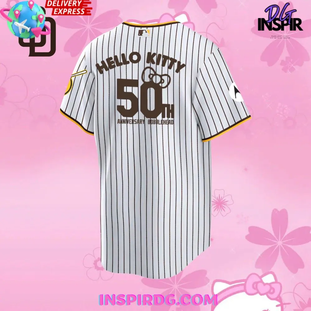 -San Diego Padres Hello Kitty 50th Anniversary Stripe Baseball Jersey