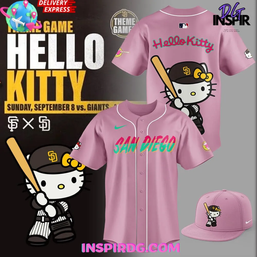 -San Diego Padres x Hello Kitty 2024 Pink Baseball Jersey