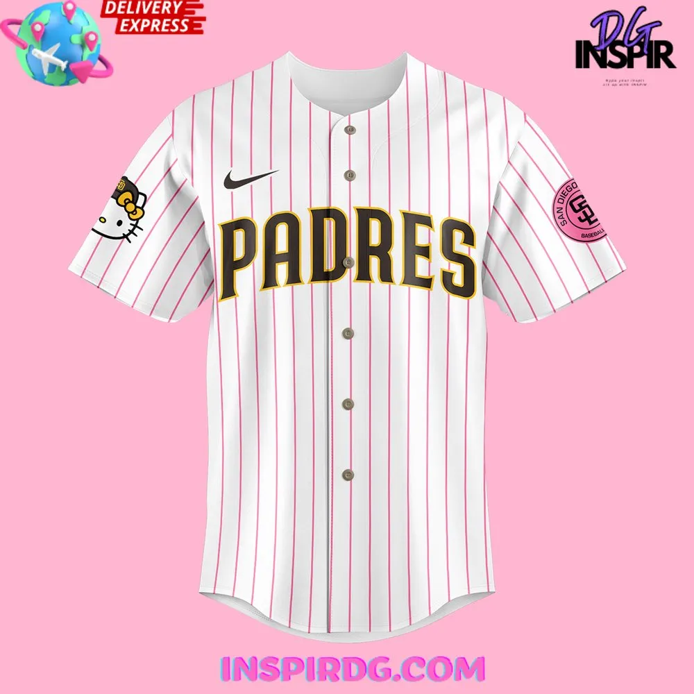 -San Diego Padres x Hello Kitty Night 2024 Stripe Baseball Jersey