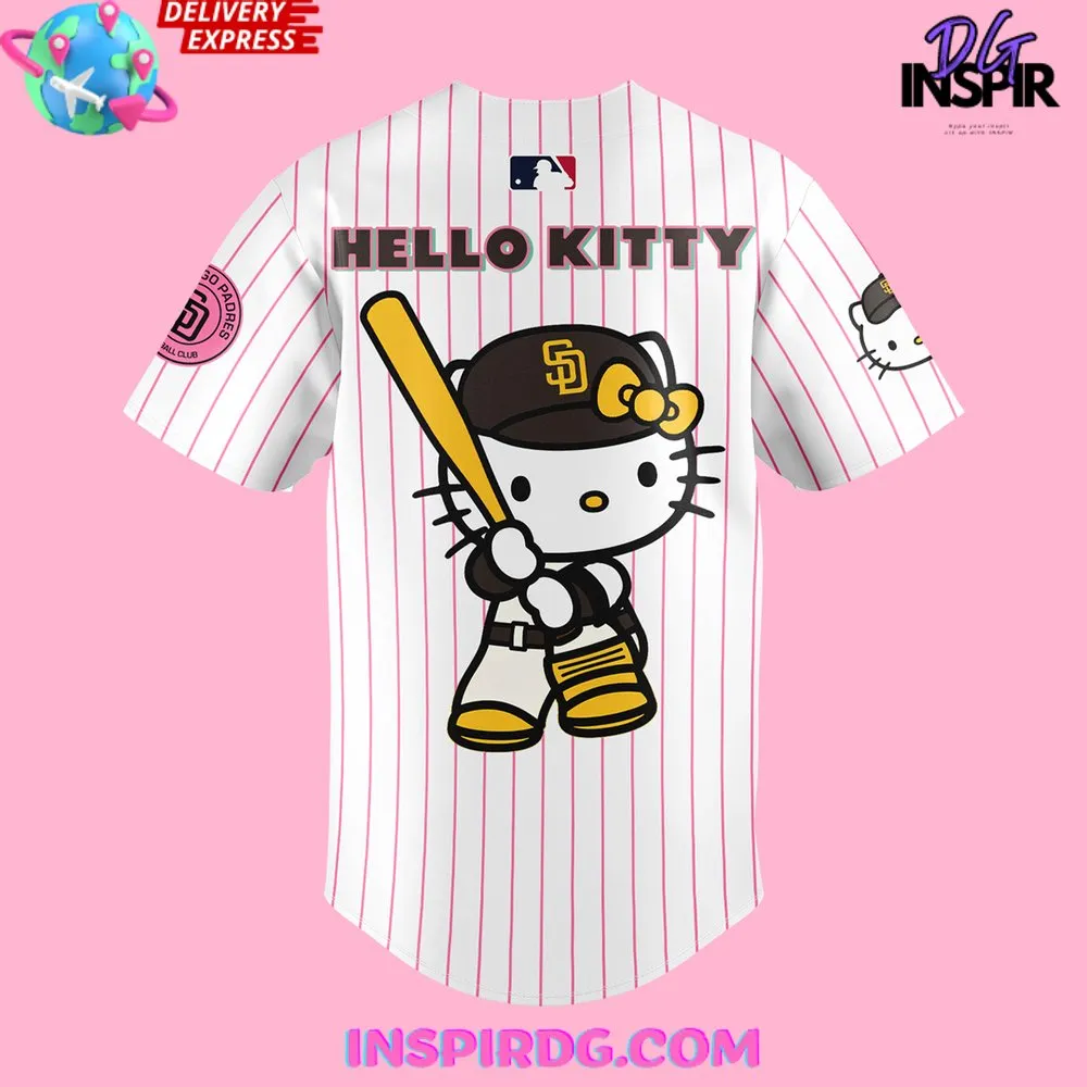 -San Diego Padres x Hello Kitty Night 2024 Stripe Baseball Jersey