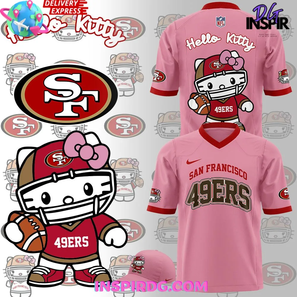 -San Francisco 49ers x Hello Kitty 2024 Pink Football Jersey