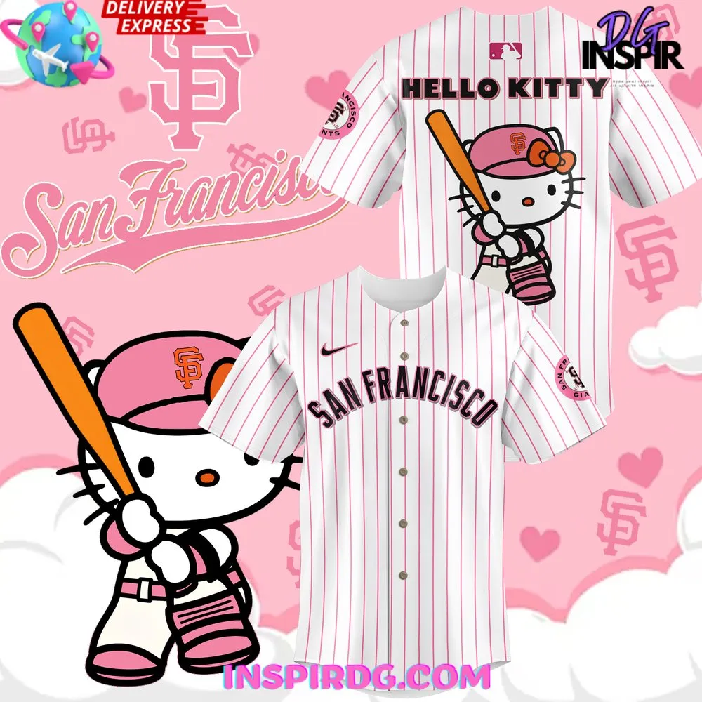 -San Francisco Giants x Hello Kitty Night 2024 Stripe Baseball Jersey