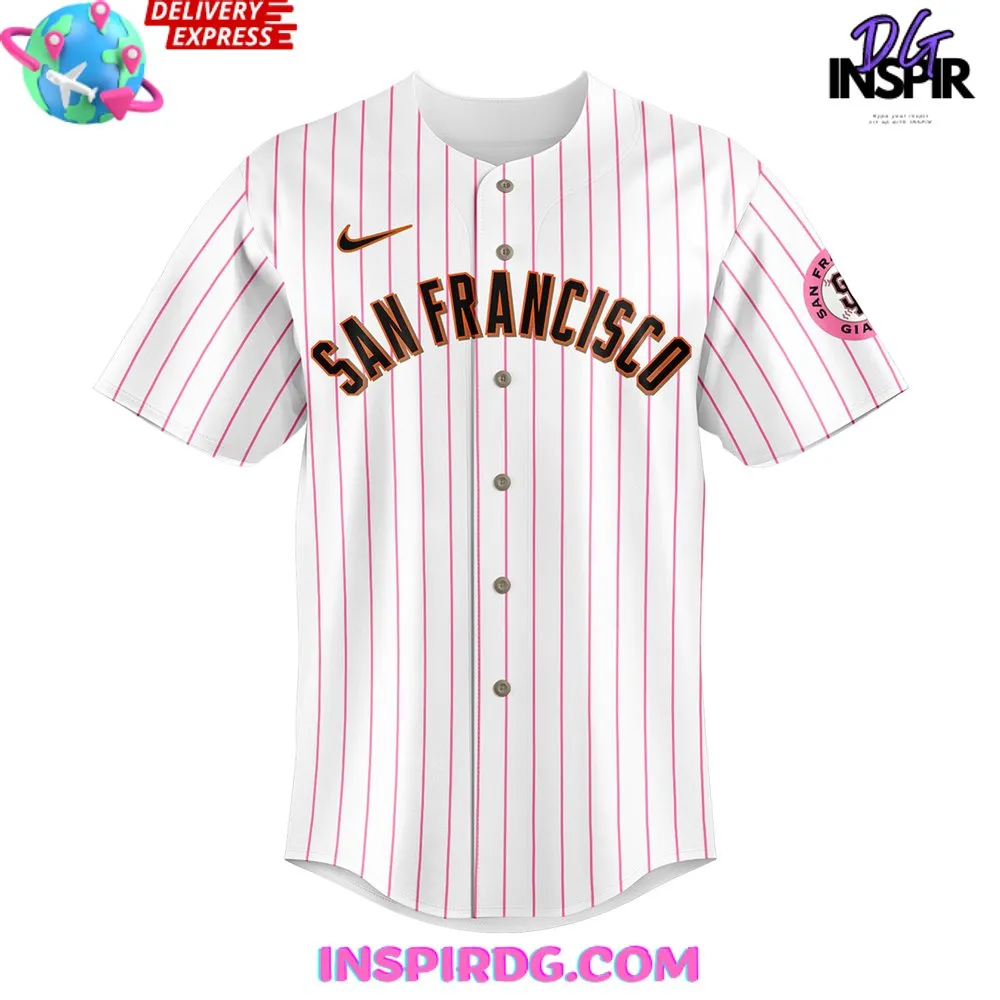 -San Francisco Giants x Hello Kitty Night Custom Stripe Baseball Jersey