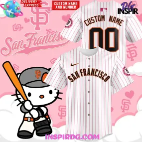 -San Francisco Giants x Hello Kitty Night Custom Stripe Baseball Jersey