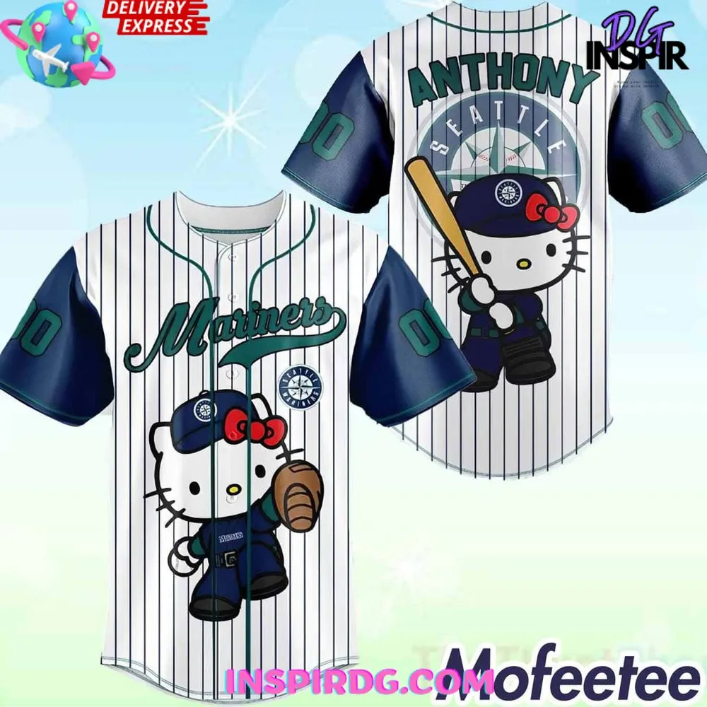 -Seattle Mariners x Hello Kitty Custom Baseball Jersey