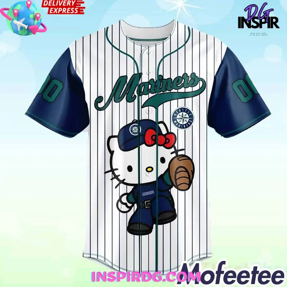 -Seattle Mariners x Hello Kitty Custom Baseball Jersey