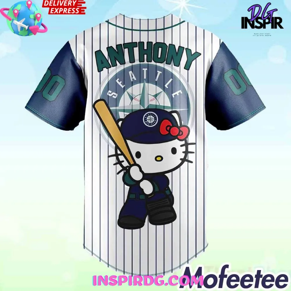 -Seattle Mariners x Hello Kitty Custom Baseball Jersey