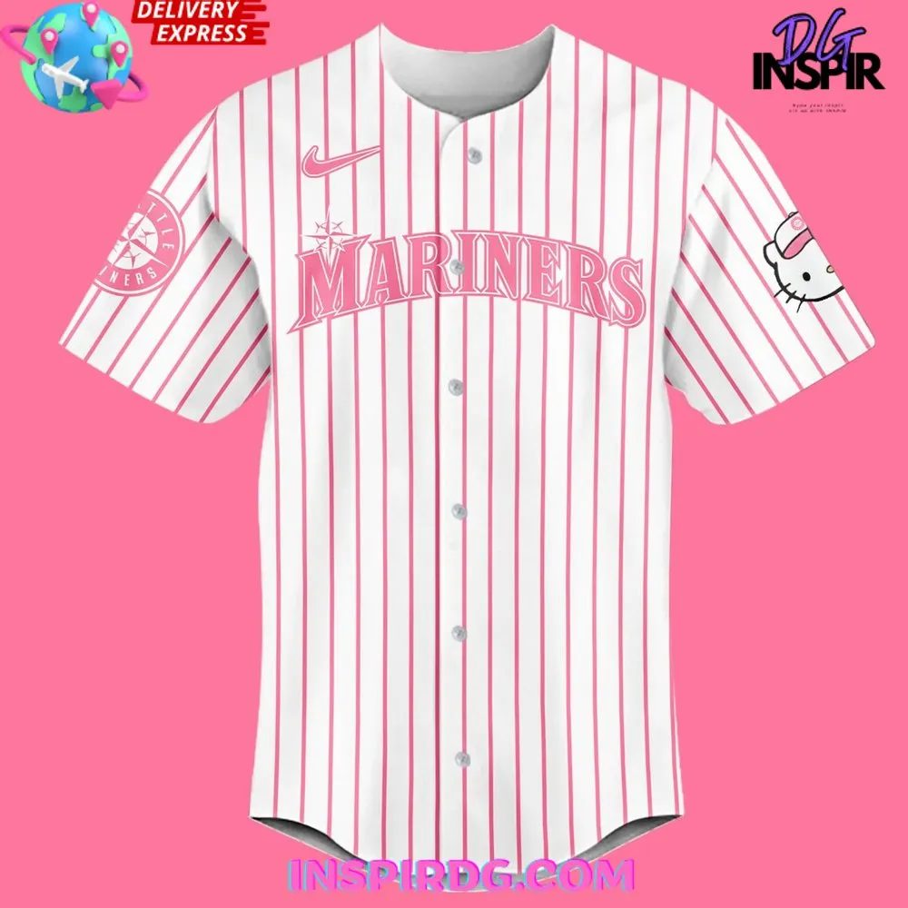 -Seattle Mariners x Hello Kitty Stripe Baseball Jersey