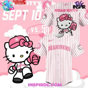 -Seattle Mariners x Hello Kitty Stripe Baseball Jersey