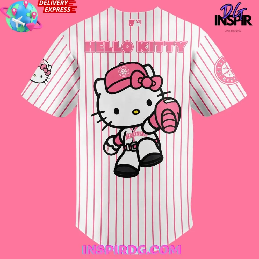 -Seattle Mariners x Hello Kitty Stripe Baseball Jersey