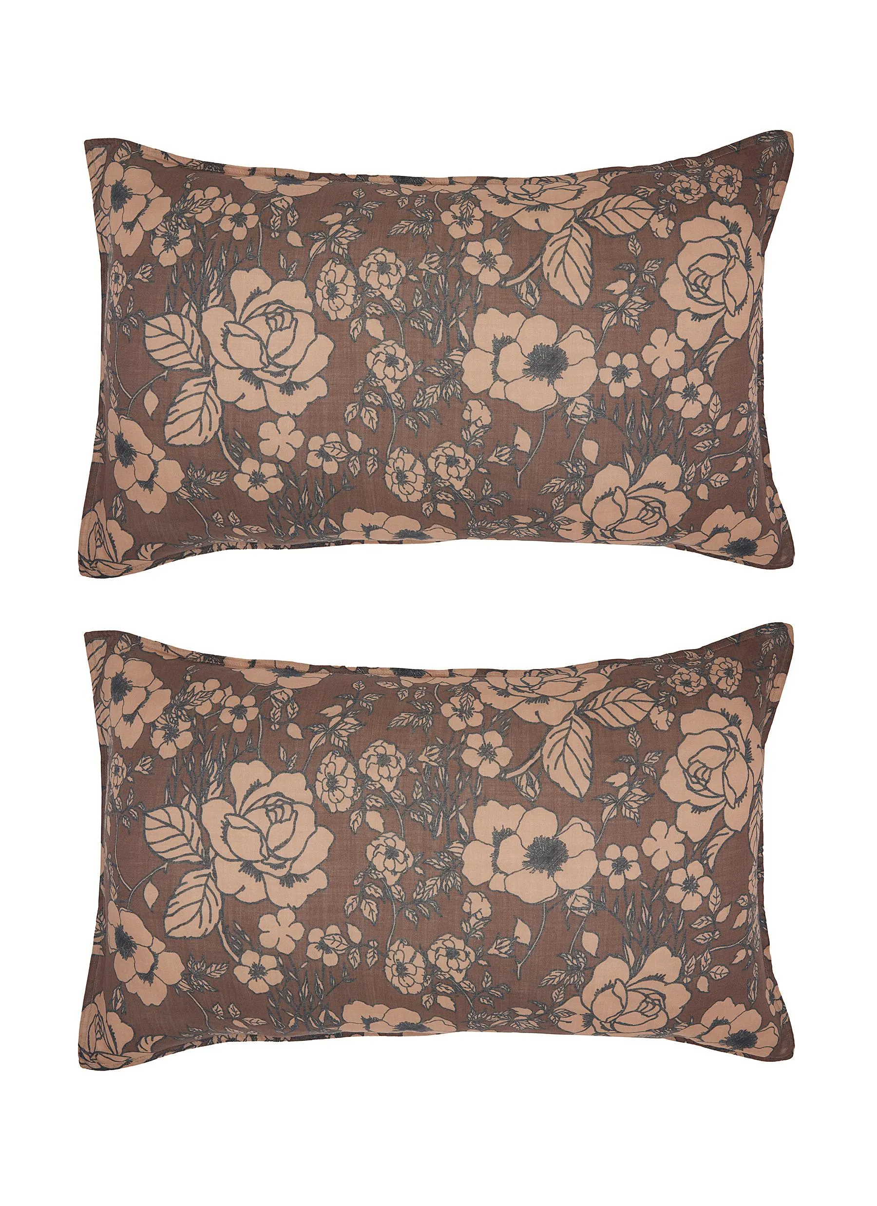 -----------SOCIETY LIMONTA  ---- ------------ ----Nap Anemon Printed Pillowcase Set of 2 — Cacao --
